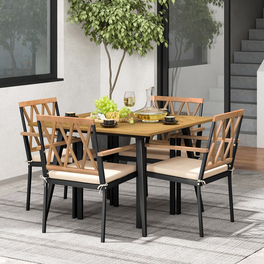 Outdoor Dining Table and Chairs with Cushions and 1.9 inches Umbrella Hole - Tampa Home & Garden Store
