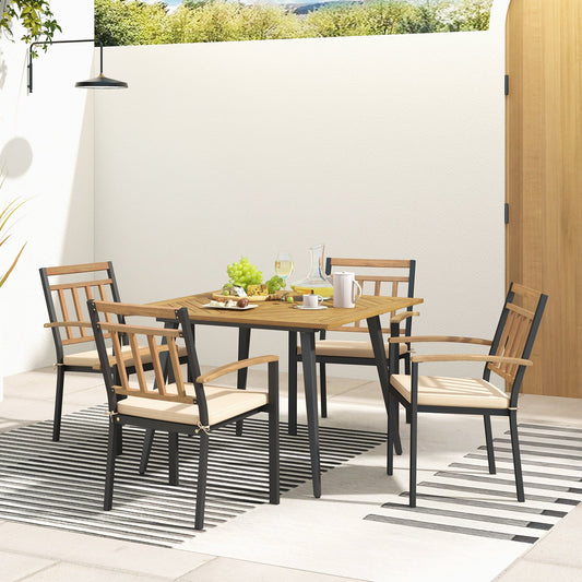 5 Pieces Patio Dining Set with Cushions and 1.9 inches Umbrella Hole - Tampa Home & Garden Store