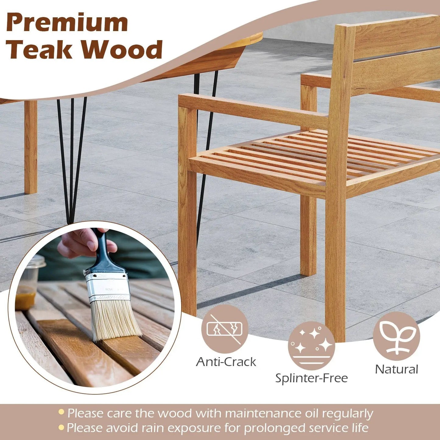 Outdoor Patio Dining Teak Wood Armchair natural finish DirectDeals on Tampa Home & Garden Store