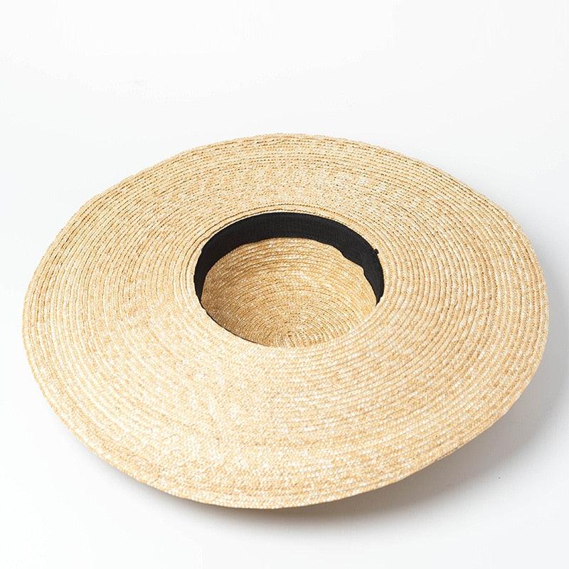 Stevvex oversized straw sun hat with large beige brim and black inner band on Tampa Home & Garden Store