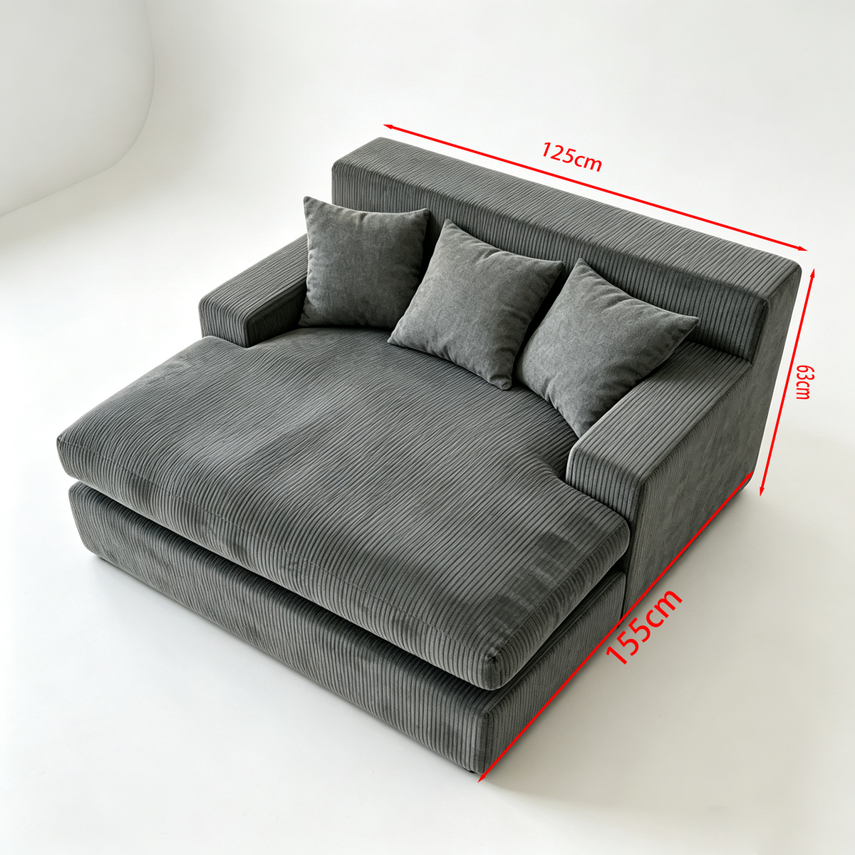 HouseOfZazla oversized corduroy L-shaped modular sofa in gray with throw pillows on Tampa Home & Garden Store