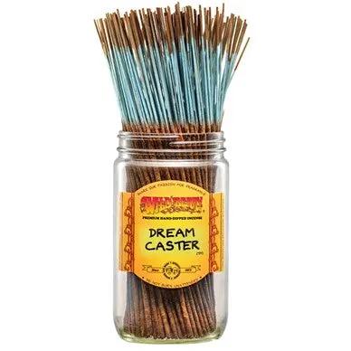Dream Caster incense 10-stick bundle in clear glass jar with yellow label and brown sticks on Tampa Home & Garden Store