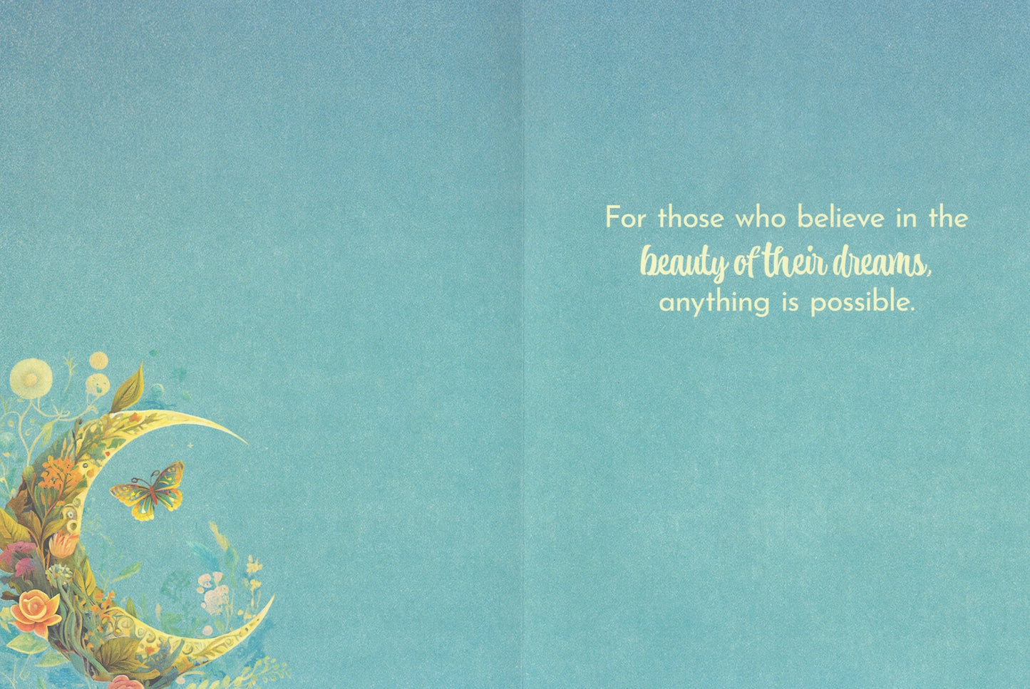 Anything Is Possible Inspirational Card teal background floral bouquet Greeting Cards on Tampa Home & Garden Store
