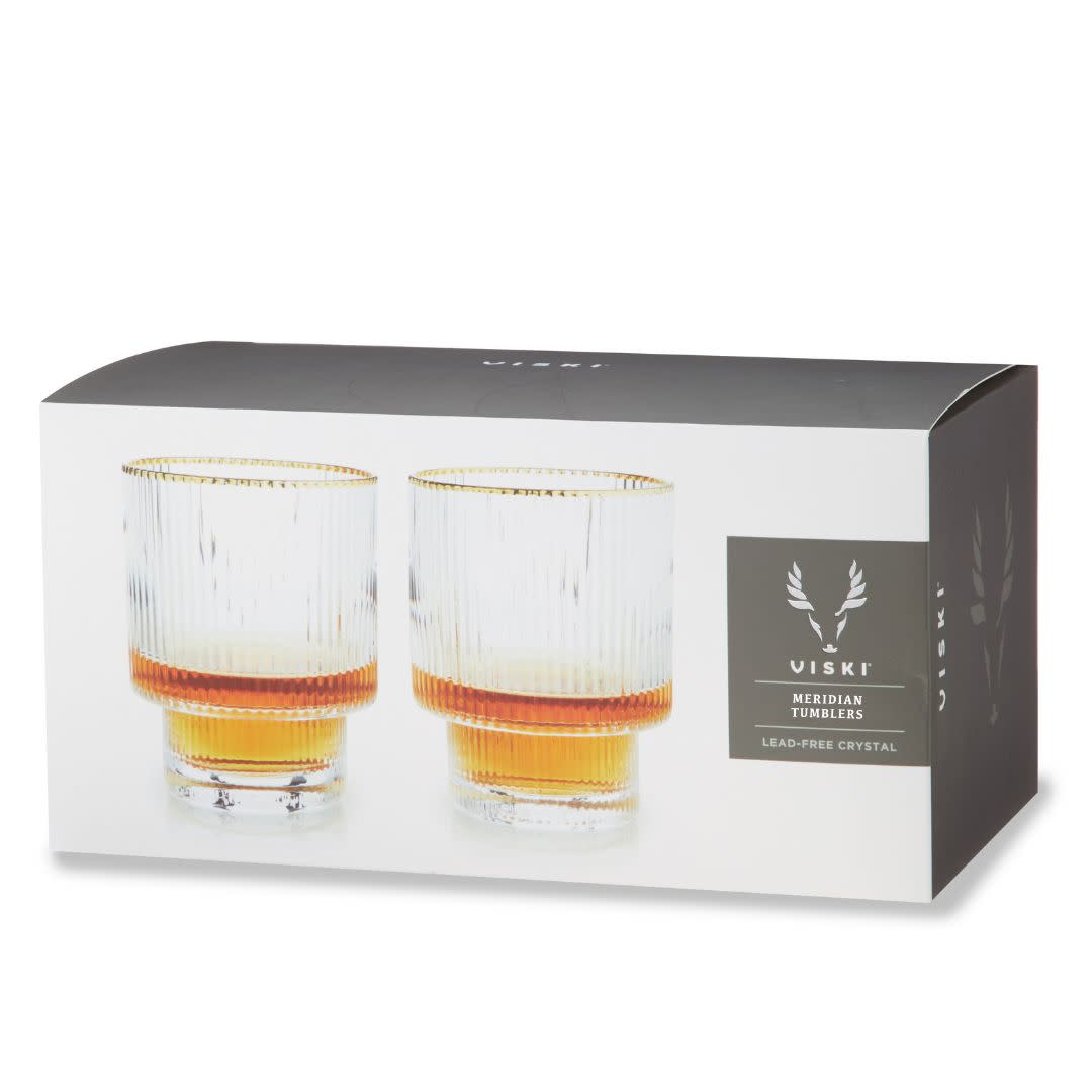 A Set of Two Gold Rimmed Crystal Tumblers