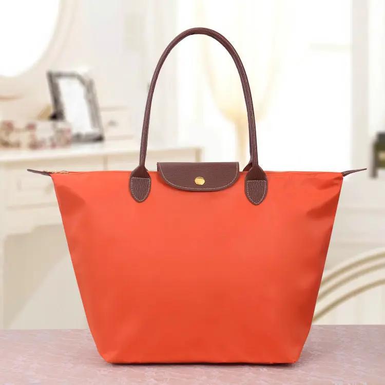 Oxford Shoulder Bag for Women spacious tote orange body with brown leather handles Moktan Sabai on Tampa Home & Garden Store