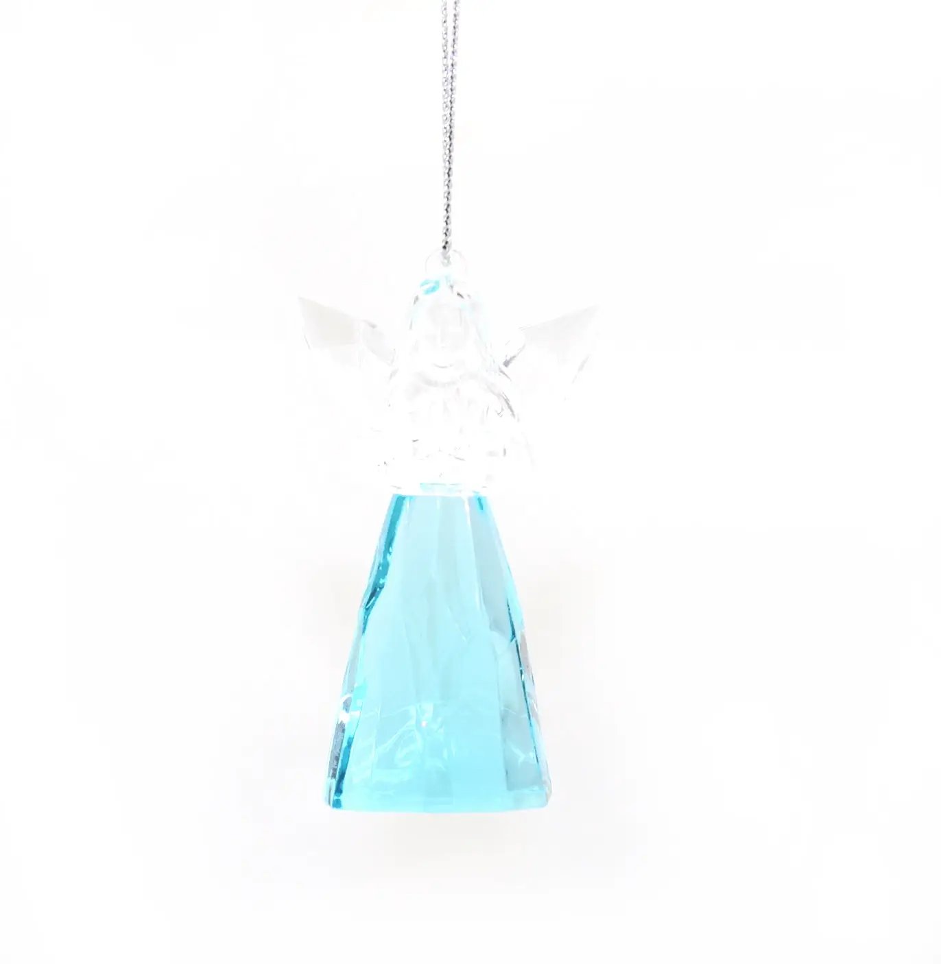 3 inch Birthstone Angel Ornament, acrylic hanging angel in aquamarine blue with facets on Tampa Home & Garden Store