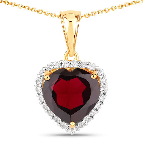 Garnet heart pendant with white topaz halo on gold-tone .925 sterling silver chain by Bids.com on Tampa Home & Garden Store