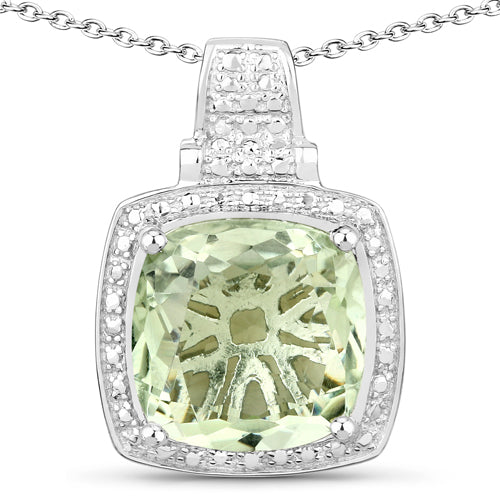 5.50ct Green Amethyst Pendant in .925 Sterling Silver with halo stones by Bids.com on Tampa Home & Garden Store