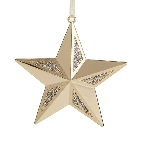 Wishing Star Ornament gold-toned 5-point star with crystal-inset panels, 3.5-inch hanging decor on Tampa Home & Garden Store