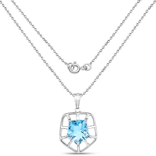 Pendant 7.60ct blue topaz in .925 sterling silver with shield frame by Bids.com on Tampa Home & Garden Store