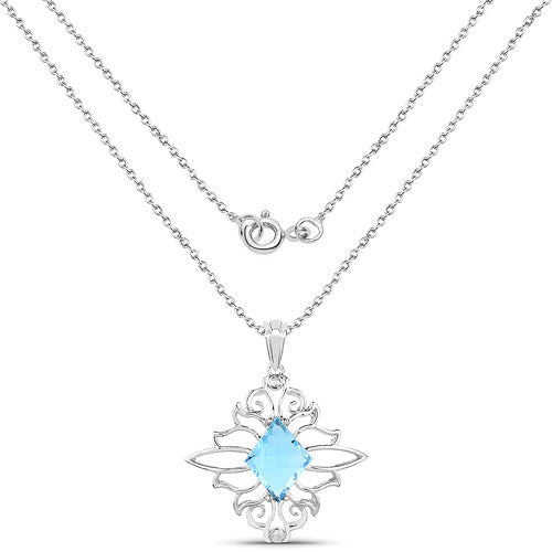 Sterling silver pendant with 5.15 ct Swiss blue topaz in ornate frame by Bids.com on Tampa Home & Garden Store
