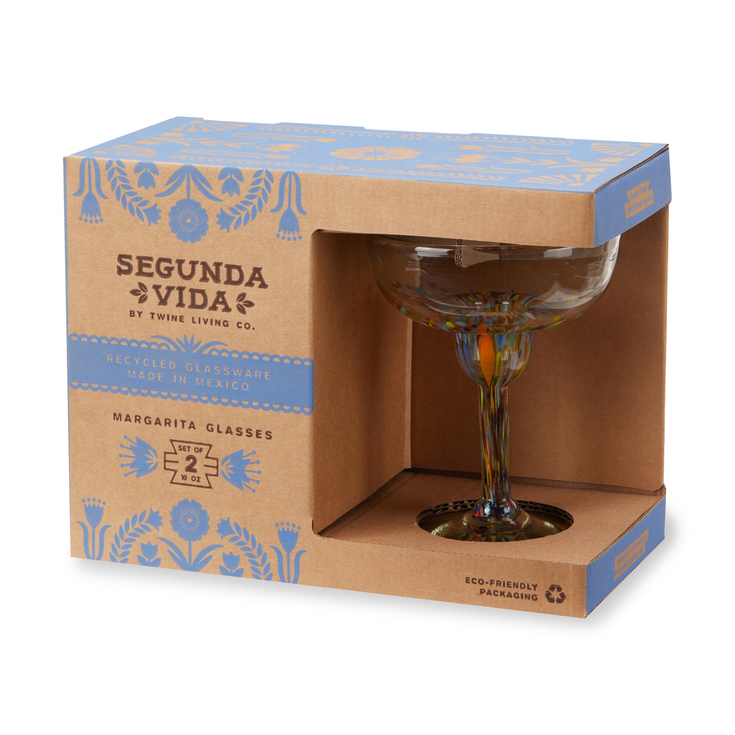Set of Two Handblown Mexican Margarita Glasses
