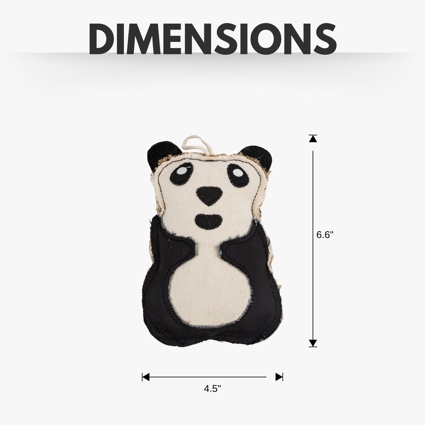 Canvas and Jute Panda Dog Chew Toy, panda-face, black and natural fabric on Tampa Home & Garden Store