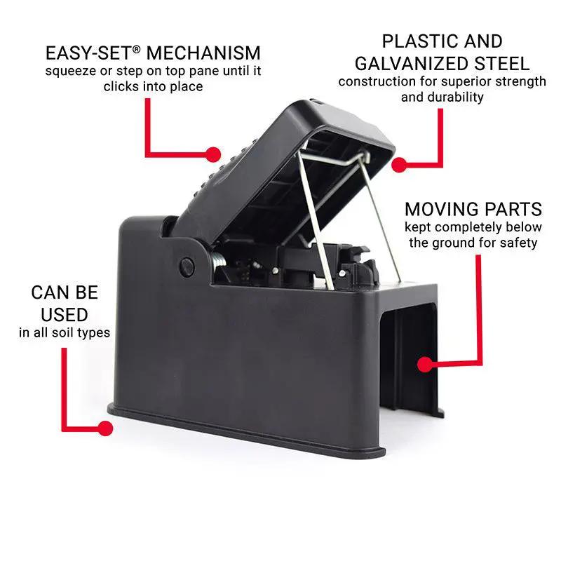 Black Box Gopher Trap by Grow Organic, black plastic pest control trap with easy-set mechanism on Tampa Home & Garden Store