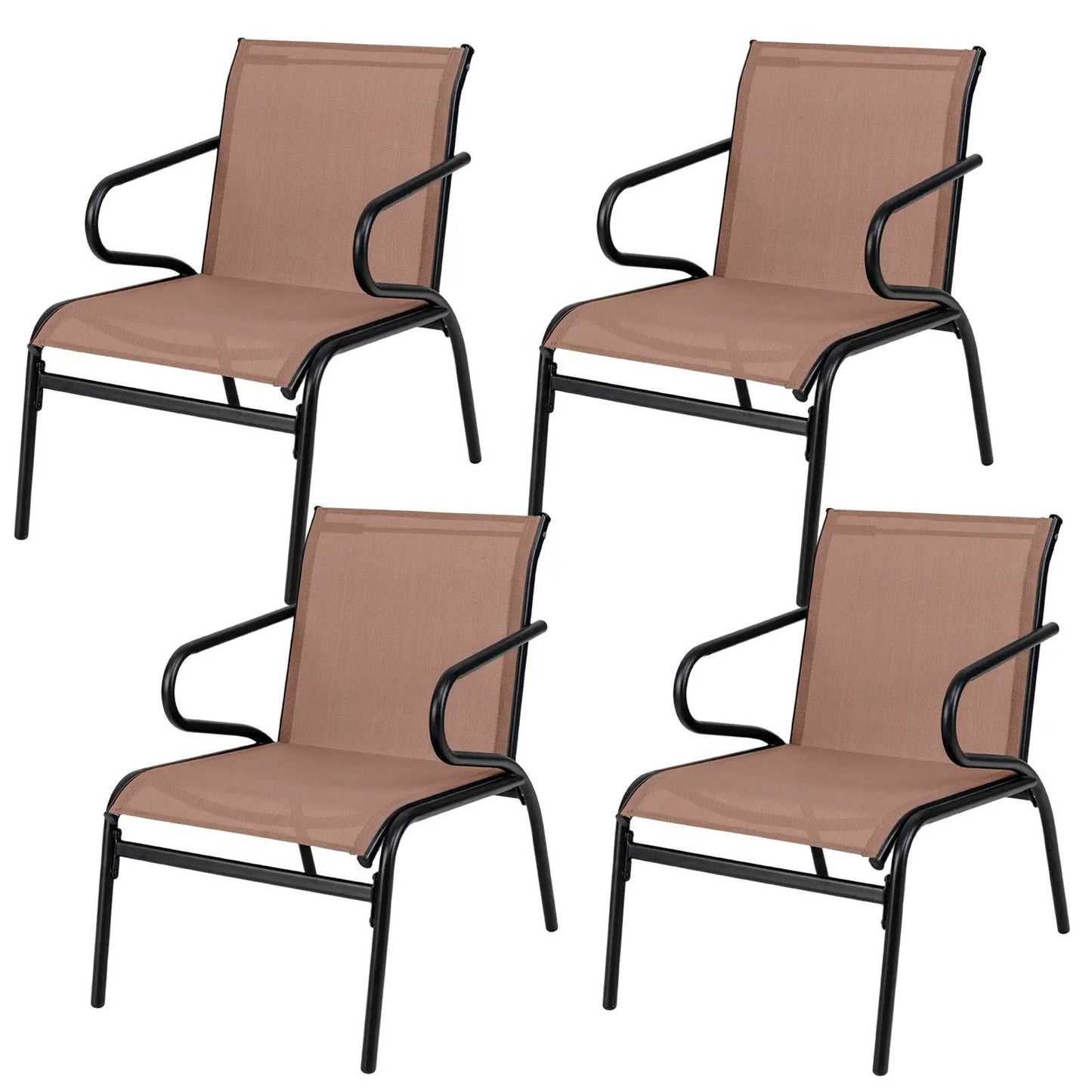 Patio chairs set of 4 tan breathable fabric with black metal frames DirectDeals on Tampa Home & Garden Store