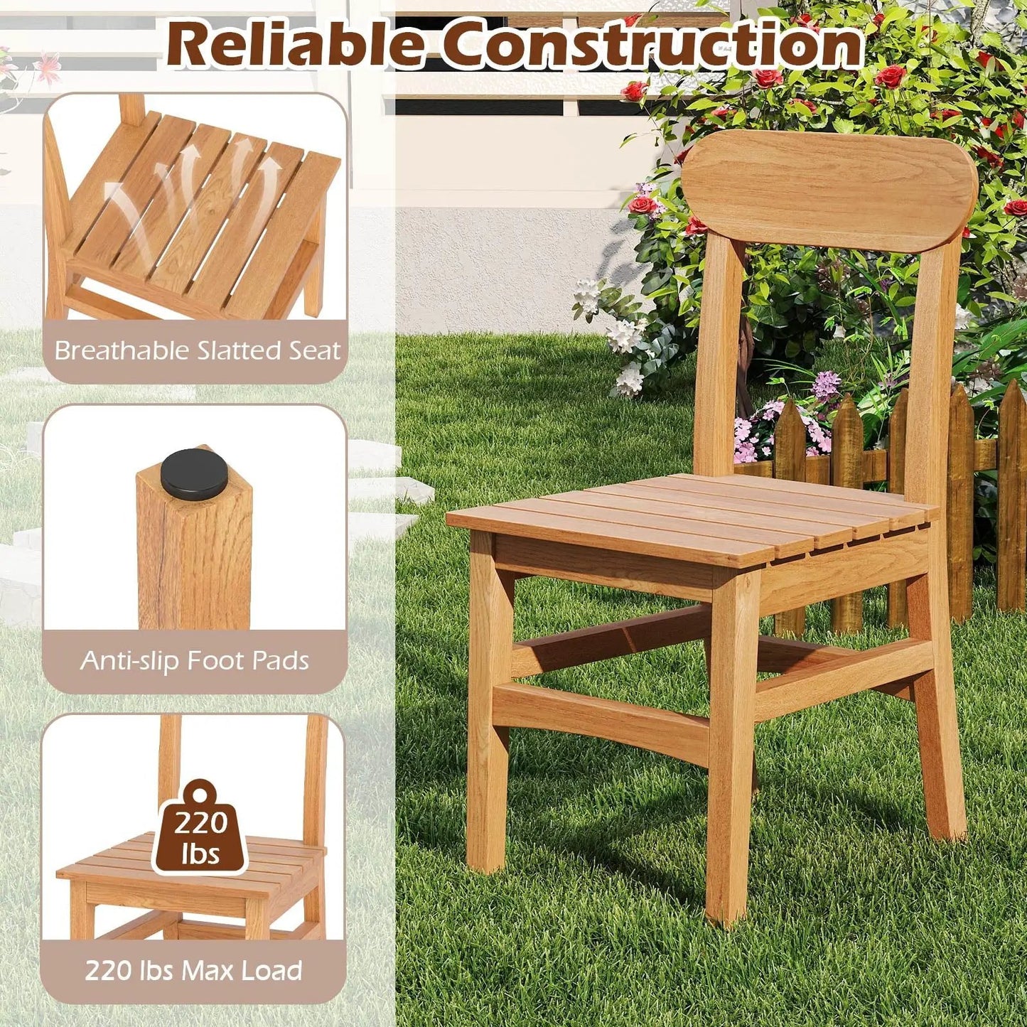 Patio Teak Wood Chair DirectDeals outdoor club chair in natural teak finish on Tampa Home & Garden Store