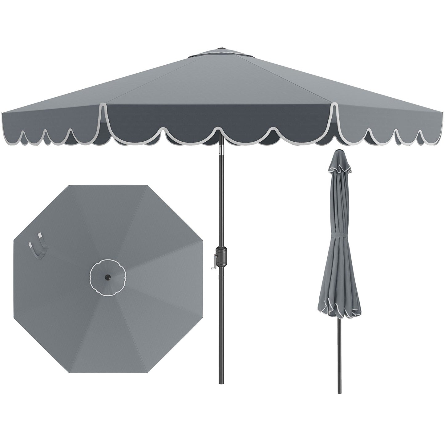 10 Feet Patio Umbrella Outdoor Market Umbrella with Crank Tilt Adjustment-Gray