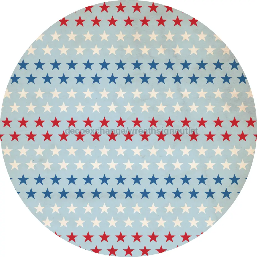 Patriotic 6-inch Wood Flower Center with red, white & blue stars; DecoExchange accent on Tampa Home & Garden Store