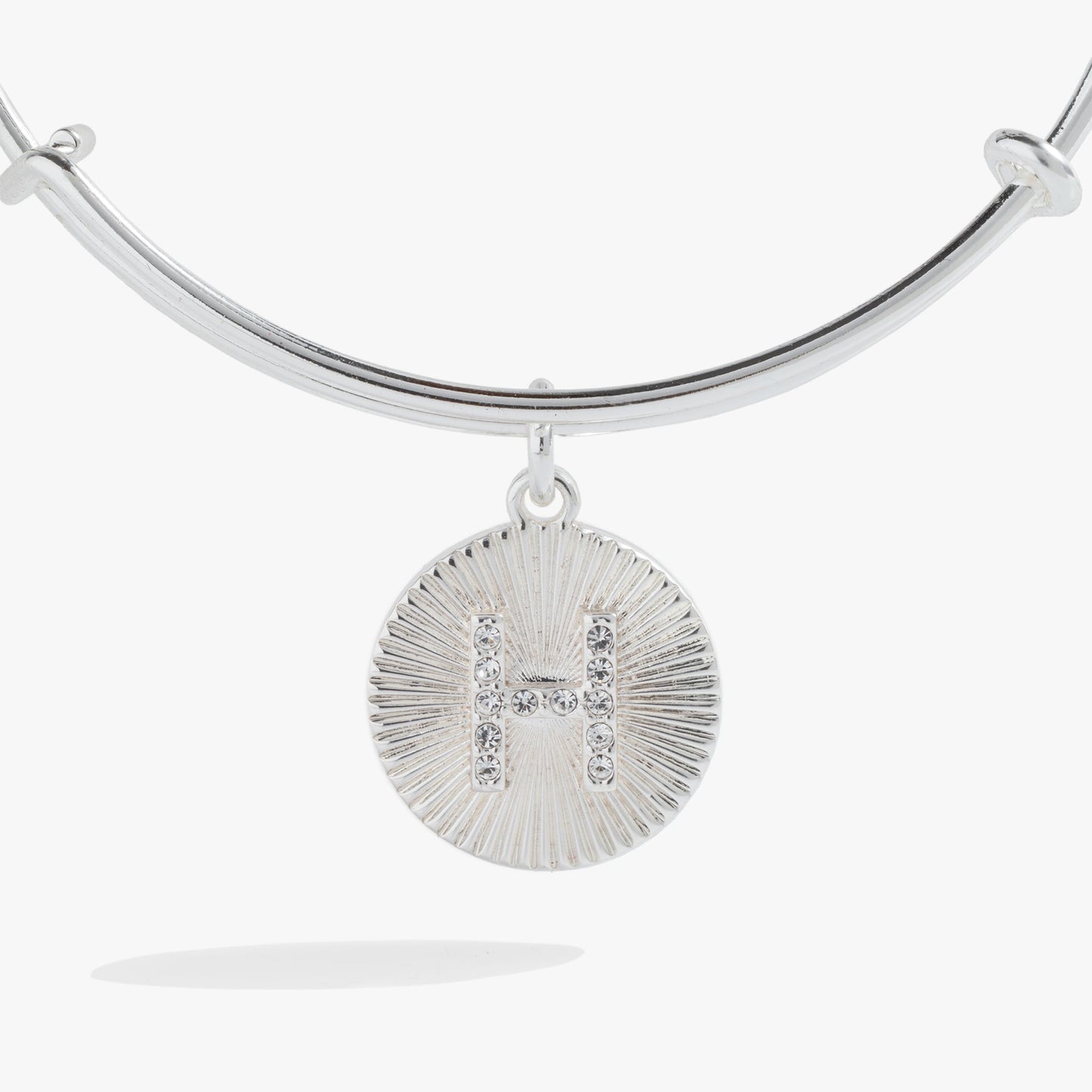 Bracelet Initial H pave starburst texture bangle in silver tone with crystal accents on Tampa Home & Garden Store