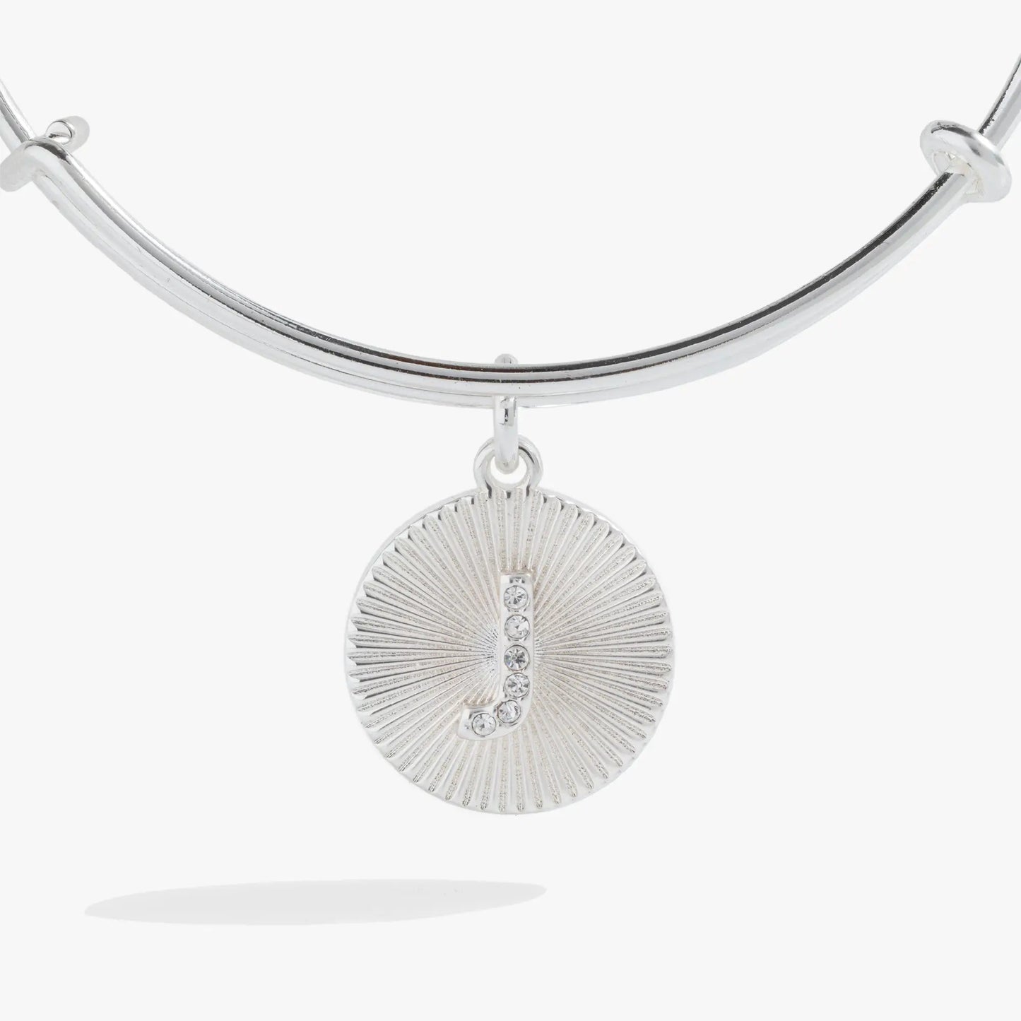 Pave Starburst Texture Initial Letter Bangle