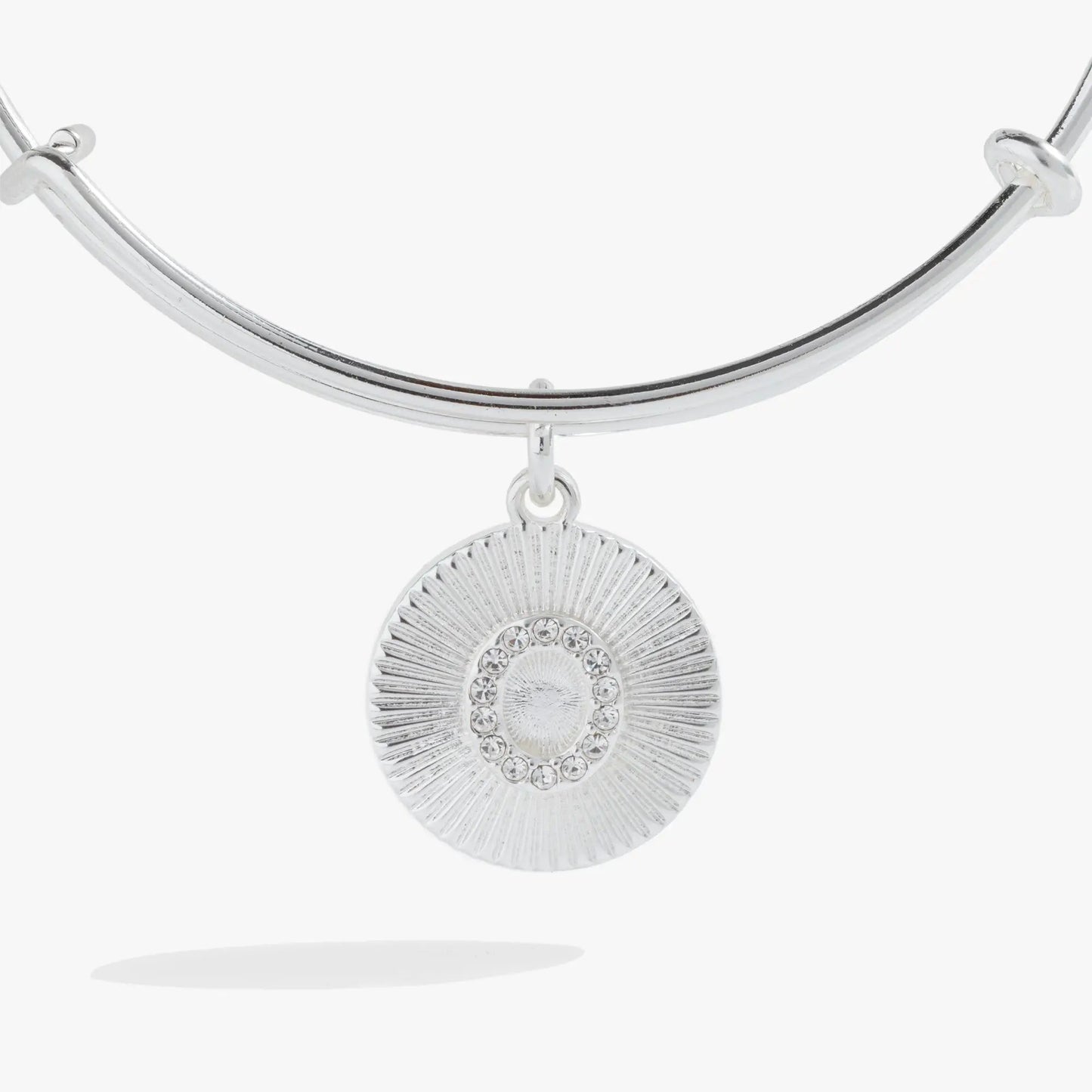 Initial O Pave Starburst Texture Bangle bracelet by ALEX AND ANI with sunburst pendant on Tampa Home & Garden Store