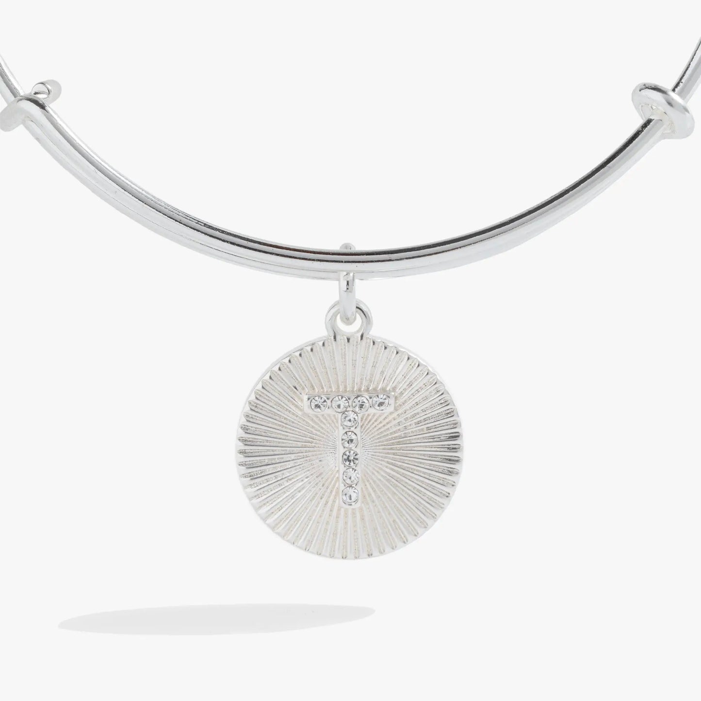 Initial T Pave Starburst Texture Bangle bracelet in silver tone by Alex and Ani on Tampa Home & Garden Store