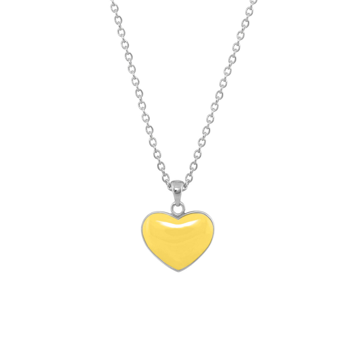 Baby Hearts Necklace from Lauren G Adams, yellow enamel heart pendant on silver-tone chain on Tampa Home & Garden Store