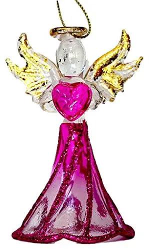 Crystal Birthstone Angel Ornament June pink dress with gold wings by Country Christmas Loft on Tampa Home & Garden Store
