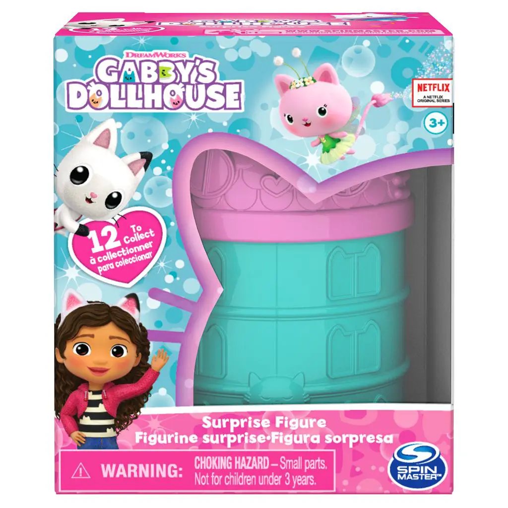 Gabby's Dollhouse Surprise Figure Capsule packaging teal and pink capsule with DreamWorks branding on Tampa Home & Garden Store