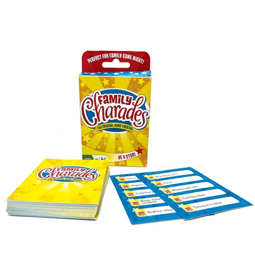 Family Charades Card Game box with yellow starburst design and card deck, Country Christmas Loft on Tampa Home & Garden Store