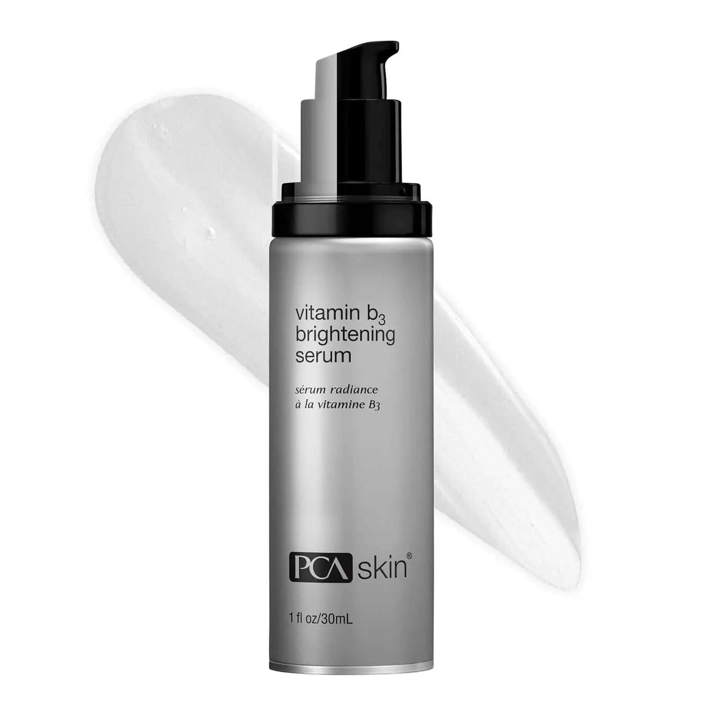PCA Skin Vitamin B3 Brightening Serum bottle with black pump, silver finish, 1 oz on Tampa Home & Garden Store