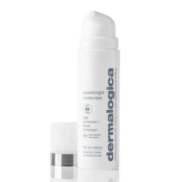 Dermalogica PowerBright Moisturizer SPF 50 face cream white pump bottle on Tampa Home & Garden Store