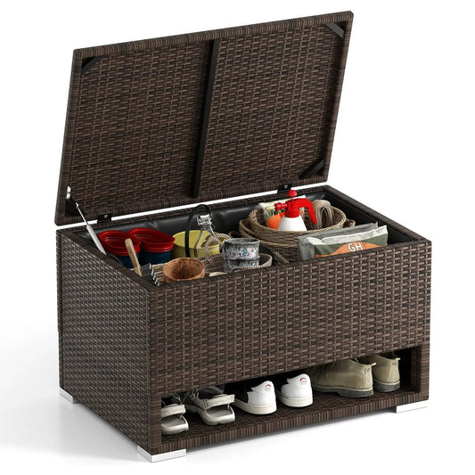 PE Rattan Storage Bin with Waterproof Liner for Patio Cushions - Tampa Home & Garden Store