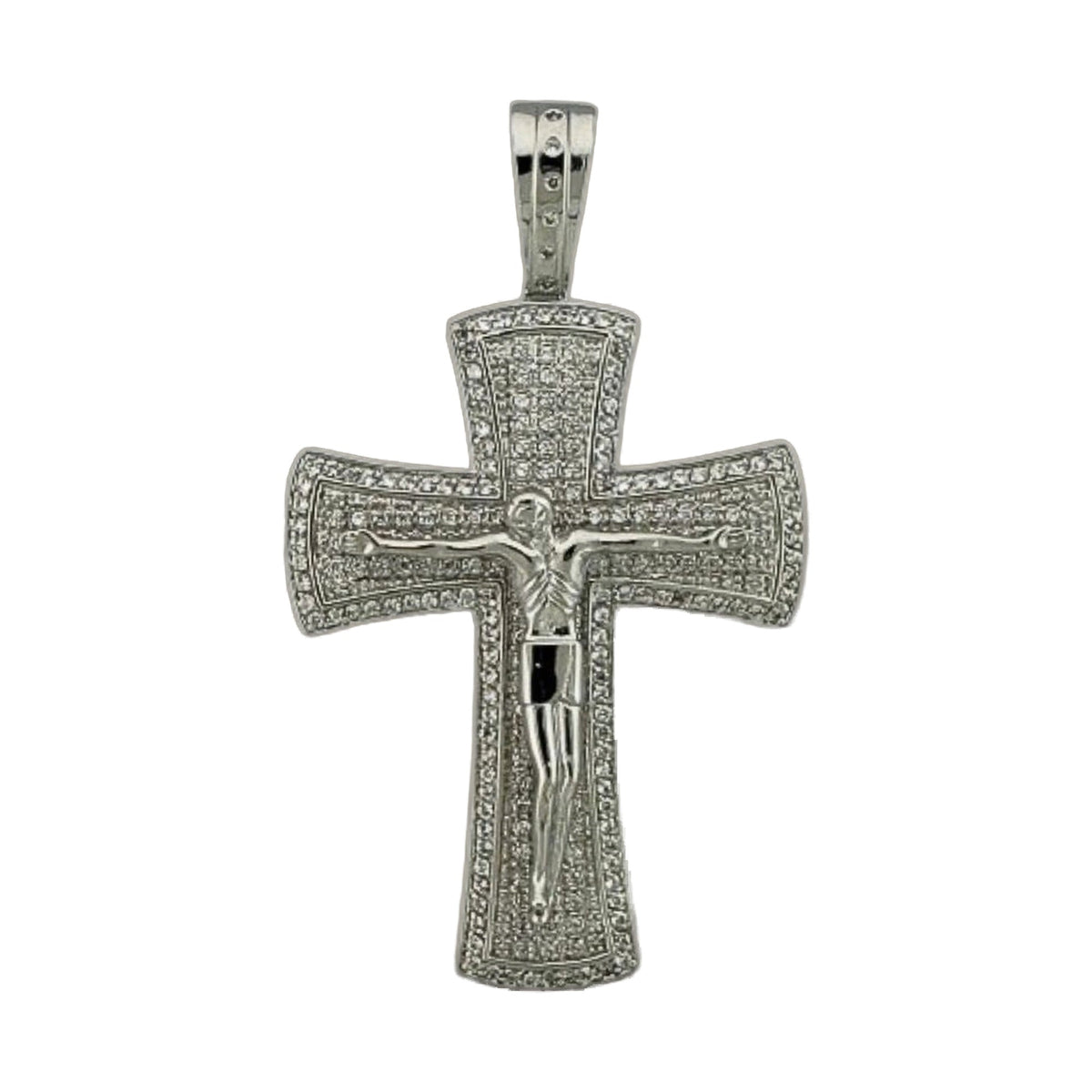 Men Rhodium Plated Cross Pendant and Silver
