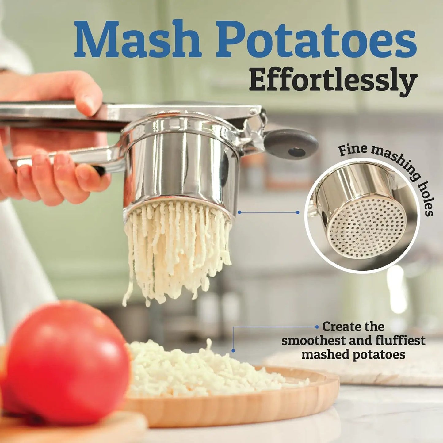 Heavy Duty Stainless Steel Potato Masher 15oz Moktan Sabai with perforated head on Tampa Home & Garden Store