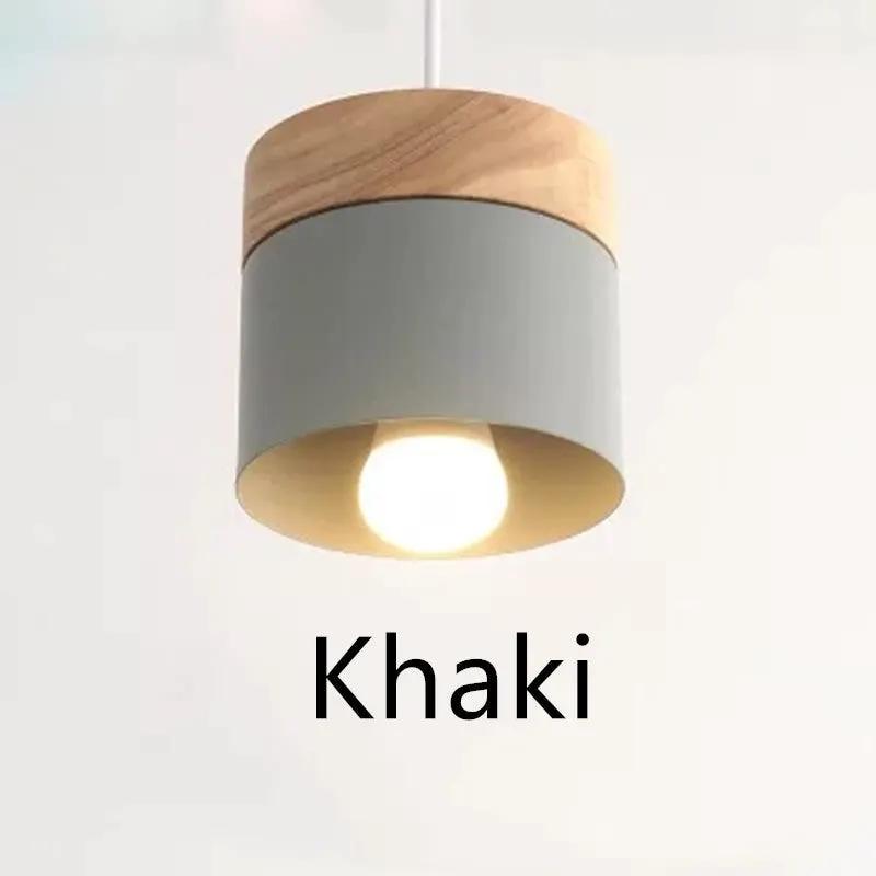 Nordic wooden chandelier pendant with khaki grey drum shade by Decorbites on Tampa Home & Garden Store