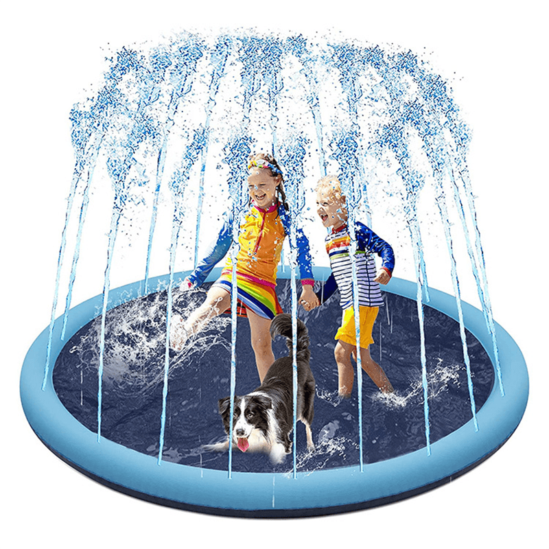 Pet swimming pool sprinkler pad Stevvex blue inflatable PVC splash mat for dogs and kids on Tampa Home & Garden Store