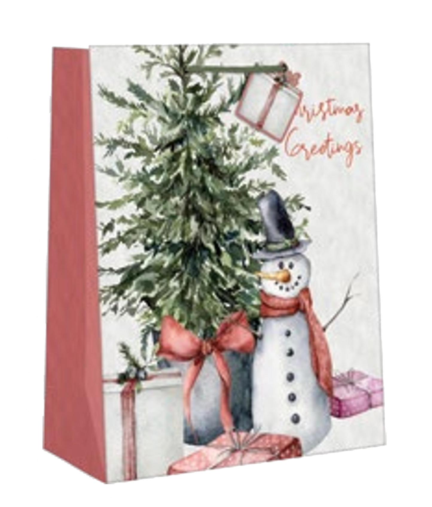 Bolsa de regalo tradicional - Saludos de muñeco de nieve - Grande