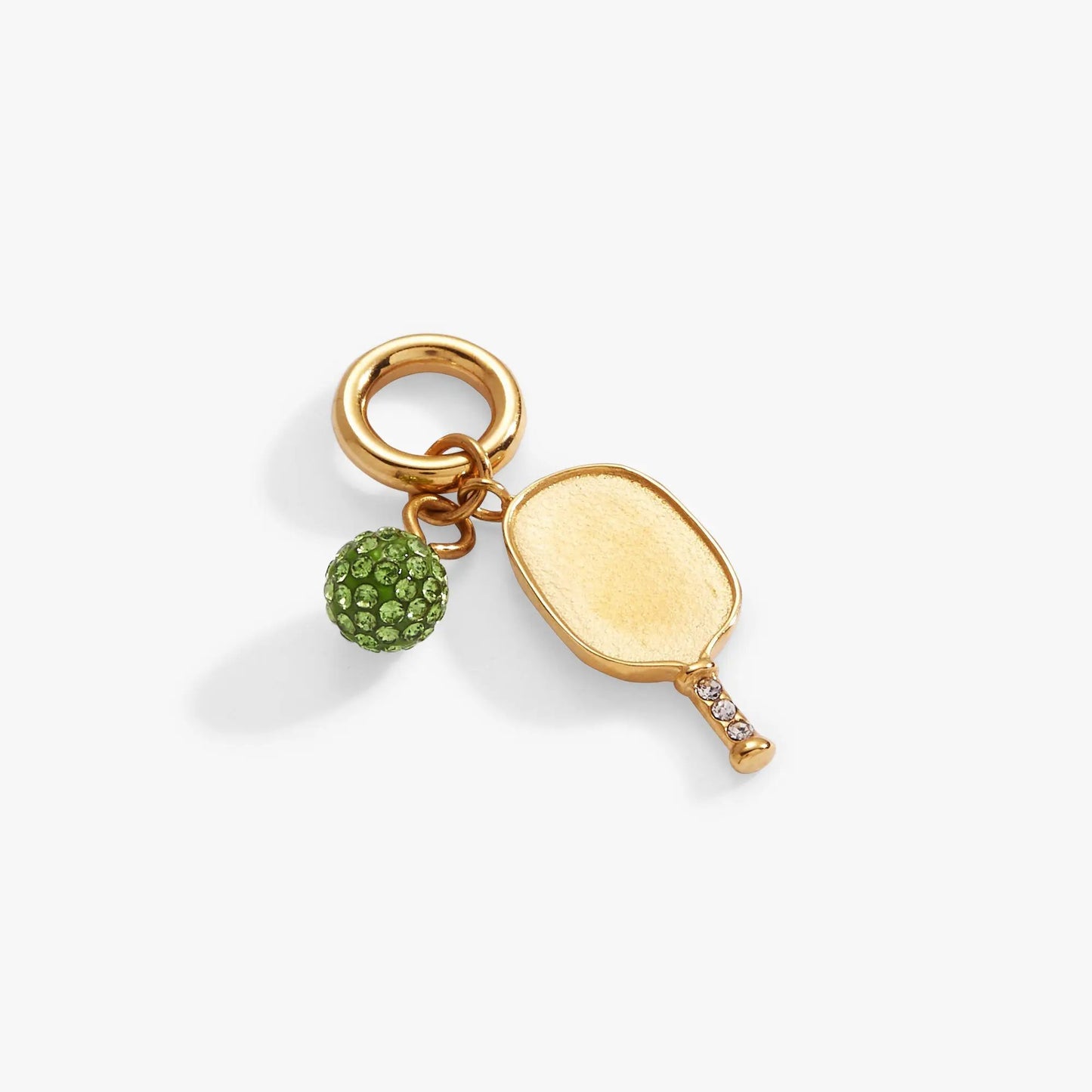 Pickleball Duo Interchangeable Charm gold-tone metal with green crystal ball and oval tag on Tampa Home & Garden Store