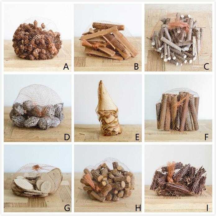 Assorted Pine Cone and Wood Seasonal Decor