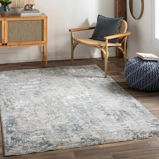 Pinjarra Luxe Rug machine-woven polyester, blue-gray hues, Boutique Rugs on Tampa Home & Garden Store