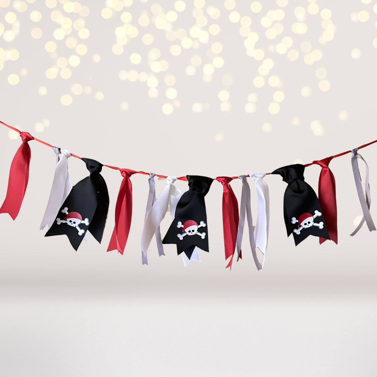 Pirate Sleepover Tent Set banners with black skull flags by Chicky Bling Bling on Tampa Home & Garden Store