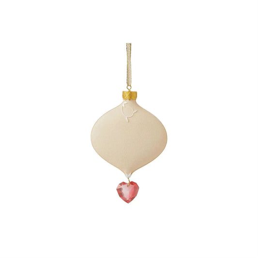 Created In Love Ornament with Red Heart Charm, beige heart with gold cap, crystal pendant on Tampa Home & Garden Store