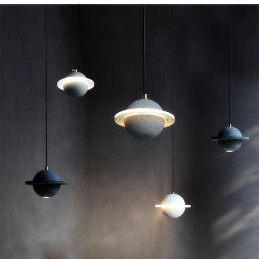 Planet small spherical chandelier pendant lights set of six in assorted tones on Tampa Home & Garden Store
