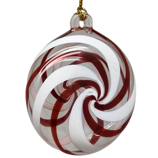 Peppermint Swirl Egyptian Glass Ornament - Tampa Home & Garden Store