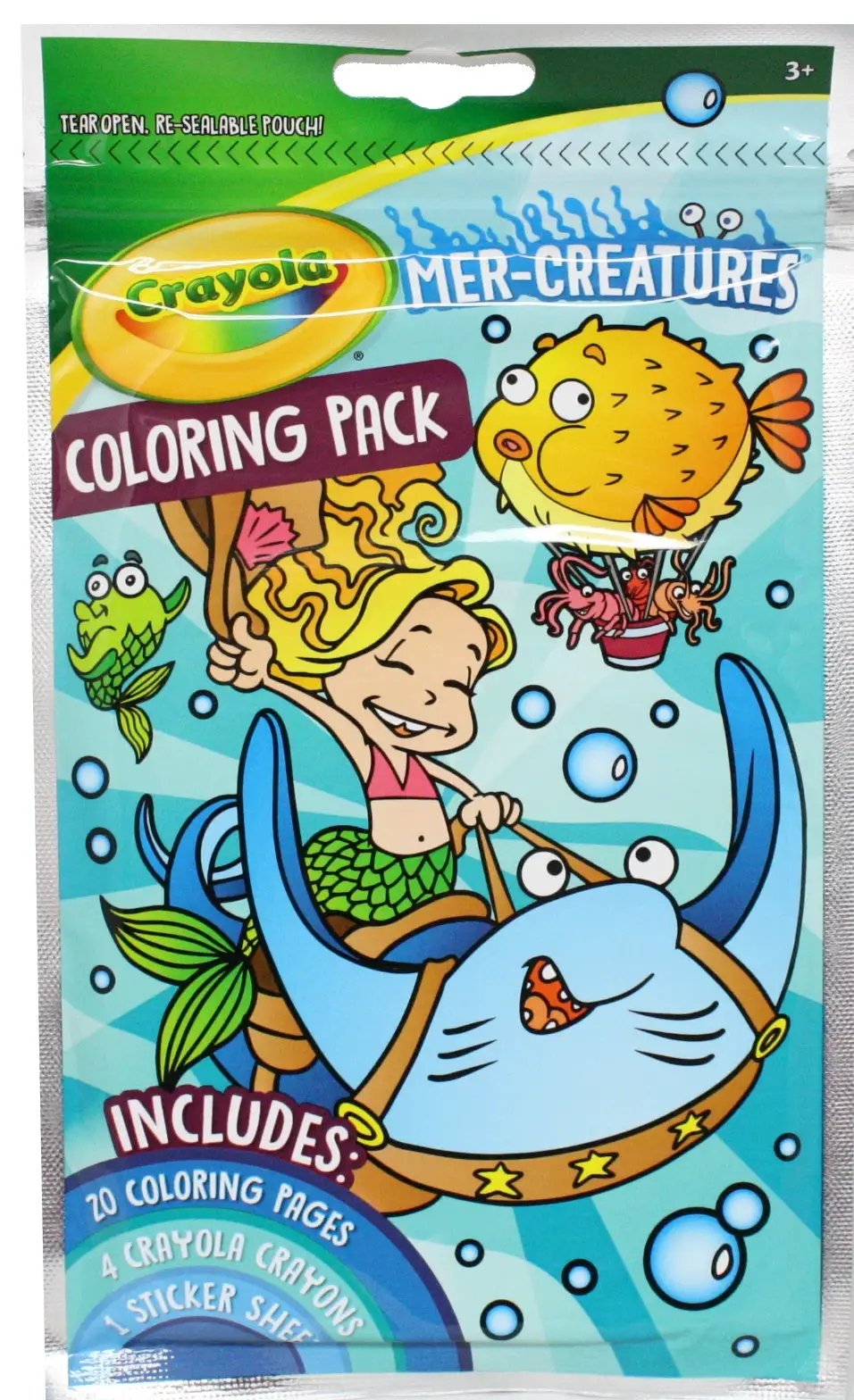 Crayola Mer-Creatures Coloring Pack: 20 coloring pages, 4 Crayola crayons, sticker sheet on Tampa Home & Garden Store