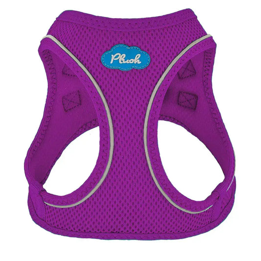 Purple plush step-in air mesh harness with MyPlushusa patch on Tampa Home & Garden Store