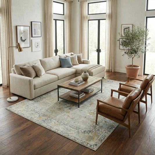 Ahmaud Beige Thick Luxe Area Rug by Boutique Rugs, traditional style on Tampa Home & Garden Store