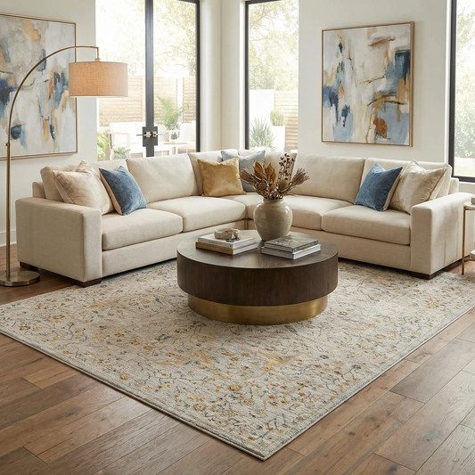 Kabungahan Oushak Floral Rug Cream by Boutique Rugs on Tampa Home & Garden Store