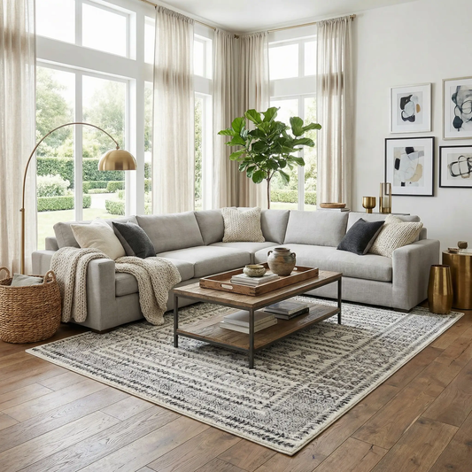 Greig Area Rug Polypropylene, neutral beige-gray tones, transitional style on Tampa Home & Garden Store